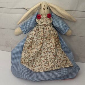 Flip-It Vintage Gingham Blue Bunny Red Gingham Chicken Reversible Plush Toy